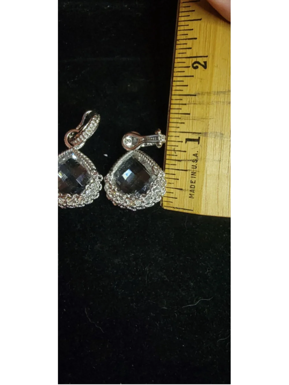 Sterling Silver Omega Back Earrings Large Faceted Crystal Statement Earrings 24
